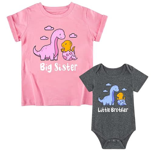 Funnycokid Big Sister Little Brother Matching Outfits Toddler Girl Shirt Newborn Boys Clothes