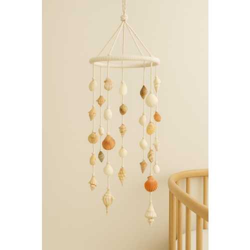 Seashell & Macrame Baby Mobile | Natural Beach Nursery Decor Handmade Coastal Crib Hanging | Neutral Ocean Theme Baby Shower Gift