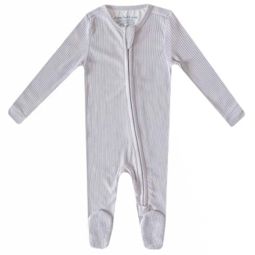 Rib Knit Zip-Up Footie Pajama - Ash