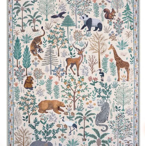 Roam Washable Jungle Animals Beige Rug