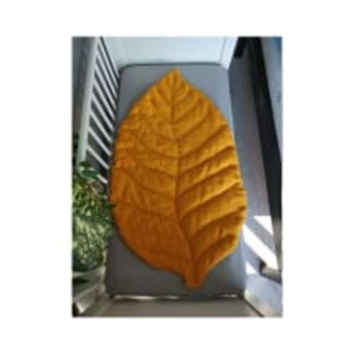 StudioKari Nursery Rug Ohra - Leaf Linen Play Mat - Yellow