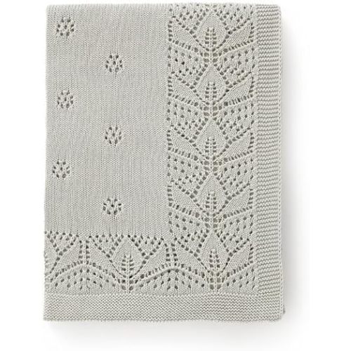LAWKUL Cellular Blanket Baby 100% Cotton Knitted Soft Knit Crochet Blankets for Newborn Boy Girls Toddler Light Grey 100x80cm