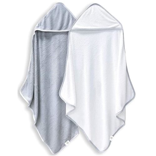 2 Pack Baby Bath Towel - Rayon Made from Bamboo, Ultra Soft Hooded Towels for Babies,Toddler,Infant - Newborn Essential -Perfect Baby Registry Gifts for Boy Girl