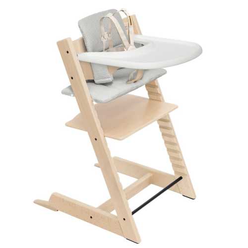 Stokke Tripp Trapp® High Chair V2 Natural, Nordic Grey Cushion and Stokke® Tray - Clement