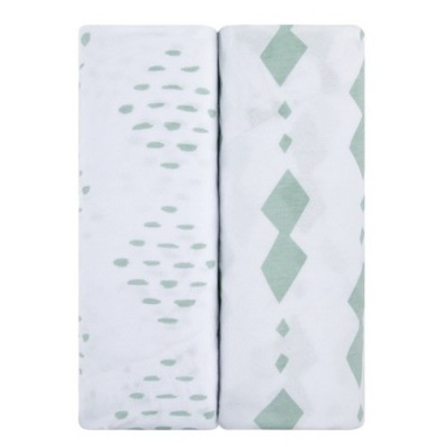 Ely's & Co. Baby Fitted Bassinet Sheet 100% Combed Jersey Cotton Sage Diamond