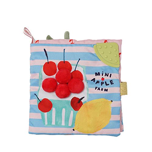 Manhattan Toy Mini-Apple Farm Soft Activity Crinkle Book for Baby & Toddler with Discovery Mirror and Textured Teether Multicolor