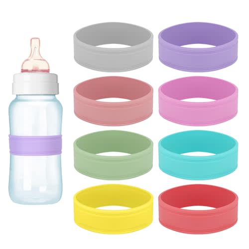 8pcs Silicone Baby Bottle Labels, Multicolor Reusable Anti-Slip Bottle Bands Practical Labels for Daycare for Write Name Date