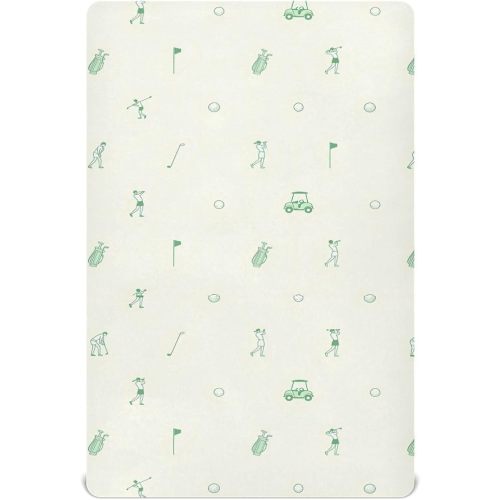 Fitted Crib Sheets for Baby Boys or Girls Soft Breathable Baby Play Yard Sheet for Standard Size Crib Mattress 39x27in Various Golf Images Player Pattern
