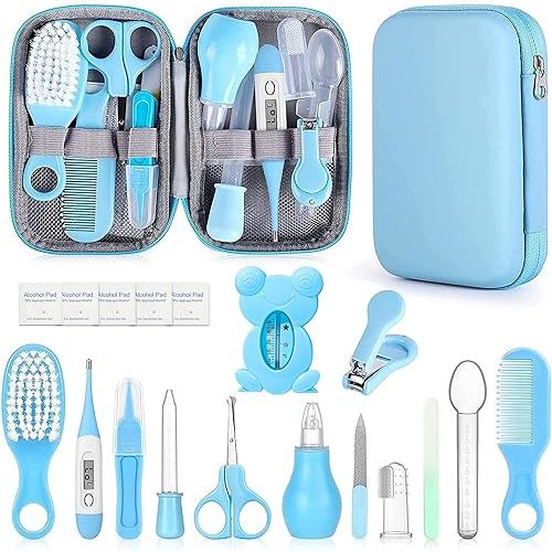 Baby Grooming Kit, Infant Safety Care Set with Hair Brush Comb Nail Clipper Nasal Aspirator,Baby Essentials Kit for Newborn Girls Boys