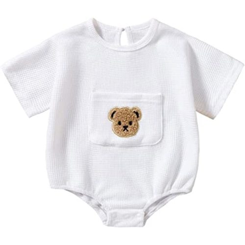 Douhoow Cute Baby Sweatshirt Romper Waffle Knit Baby Clothes Infant Girl Boy Fall Winter Outfits