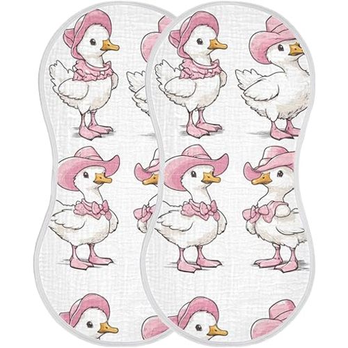 Western Cowgirls Cute Geese Burp Cloths Baby Boys Girls Absorbent Soft Cotton Burping Cloths Rags 2 Pack