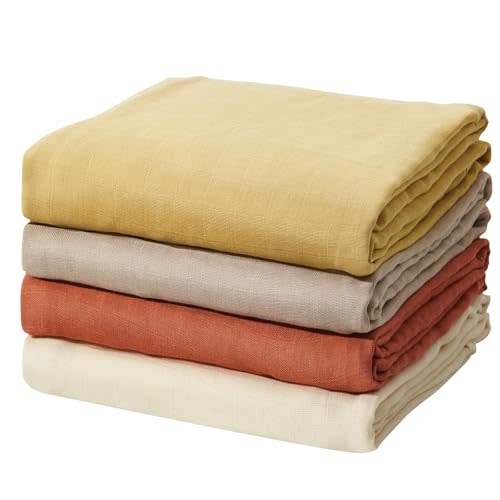 Momcozy Muslin Swaddle Blankets, Ultra Soft Neutral Swaddle Blanket, Breathable Large 47'' x 47'' Baby Infant Newborn Boys Girls Swaddling Receiving Blanket Wraps, Retro Red Brown