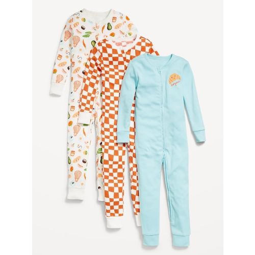 Snug-Fit 2-Way-Zip Pajama One-Piece 3-Pack for Toddler & Baby