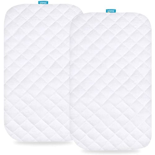 Waterproof Bassinet Mattress Pad Cover for RONBEI Bedside Sleeper, Ingenuity Dream & Grow Bedside and ANGELBLISS 3 in 1 Rocking Bassinet, 2 Pack, Ultra Soft Viscose Made from Bamboo Terry Surface