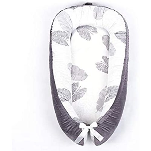 Portable Crib Baby Portable Lounger Infant Bassinet Reversible Co Sleeping Baby Nest for Bedroom/Travel(Gray Leaf)