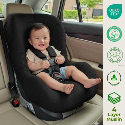4 layers Muslin car seat cover for baby, car seat cover for boys and girl, universal baby car seat cover liner, infant carseat liner gifted