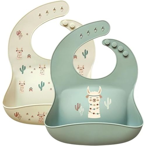 Llama Silicone Baby Bibs - Soft Waterproof Bibs for Babies & Toddlers