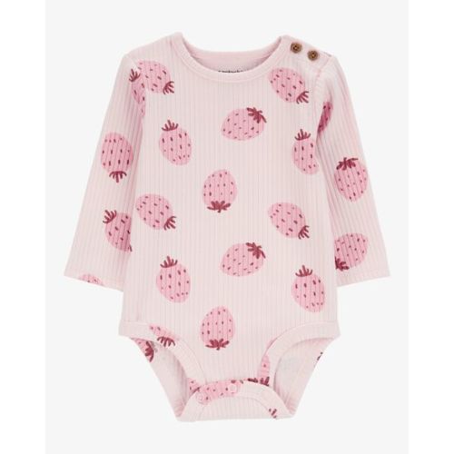Baby Strawberry Ribbed Long-Sleeve Bodysuit - Carter's | Carter's