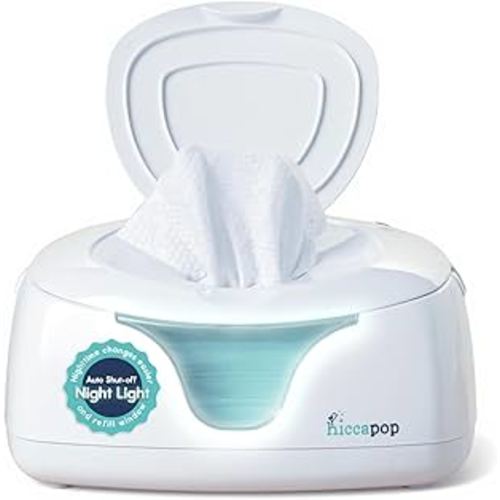 Hiccapop Baby Wipe Warmer and Baby Wet Wipes Dispenser | Baby Wipes Warmer for Babies | Diaper Wipe Warmer with Changing Light, White