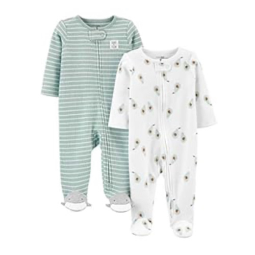 Simple Joys by Carter's Baby 2-Way Zip Thermal Footed Sleep and Play, Pack of 2
