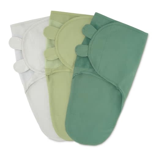 Comfy Cubs Swaddle Blanket Baby Girl Boy Easy Adjustable 3 Pack Infant Sleep Sack Wrap Newborn Babies (Small 0-3 Months, Stone, Sage, Azul)