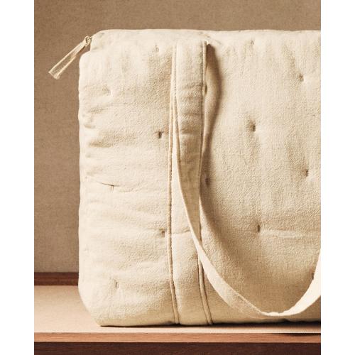 PLAIN LINEN POPLIN DIAPER BAG