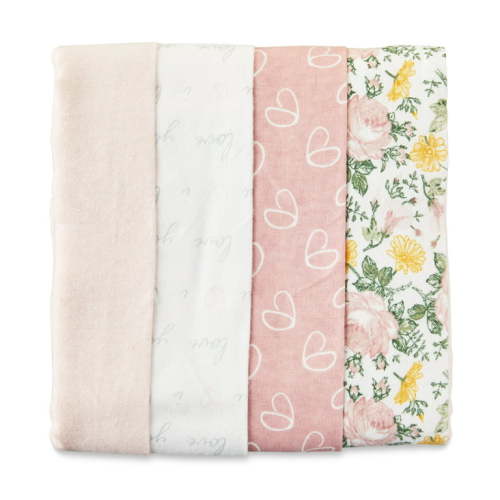 Parent's Choice 4-Piece Cotton Flannel Baby Blankets, 30"x30", Pink