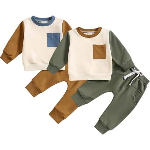 Toddler Baby Boy Clothes Set - Long Sleeve Pullover & Jogger Pants Casual 4 Piece Outfit for Infant Boys