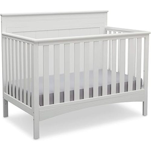 Delta Children Fancy 4-in-1 Convertible Baby Crib - Greenguard Gold Certified, Bianca White