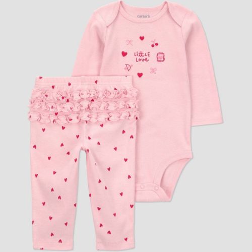 Carter's Just one you® Baby Girls' 2pc Valentines Day Little Love Bodysuit and Pull-On Pants Set - Pink 9M