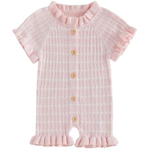 Baby Girl Knit Ruffle Romper Cute Outfit Short Sleeve Toddler Frilly Jumpsuit 0 3 6 9 12 18 Month Summer Clothes