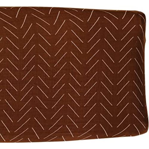 Mebie Baby Changing Pad Cover, Rust Mudcloth, 100% Muslin Cotton Changing Table Pad Cover for Baby Boy and Girl, Designer Nursery Decor Covers, Diaper Changing Pad Cover for Changing Station