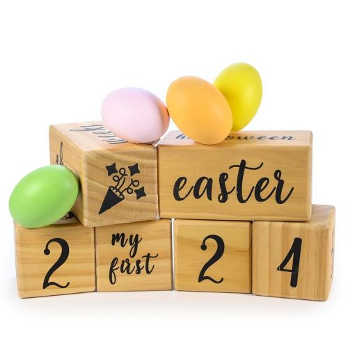 MAINEVENT Baby Monthly Milestone Blocks Complete Set, Milestone Blocks for Baby Girl, Gifts for New Moms, Newborn Photography Props