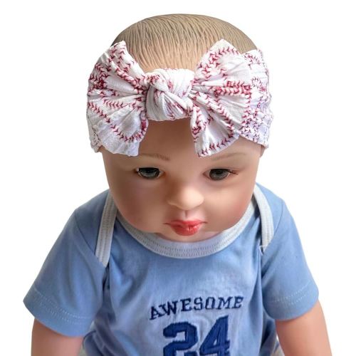 Baby Baseball Headband with Bow Sport Soccer Headband Bowknot Wide Hair Band Football Hair Bow for Toddler Infant TSFD55 (Baseball Pattern)