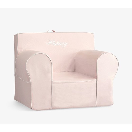 Oversized Blush with White Piping Anywhere Chair® | Oversized Kids Chair | Pottery Barn Kids