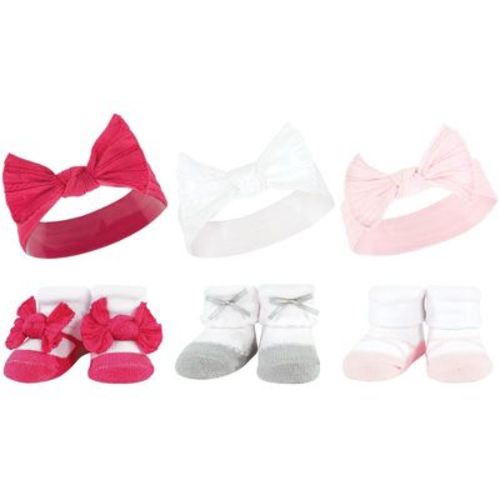Hudson Baby Infant Girls Headband And Socks Giftset, Pink White, One Size