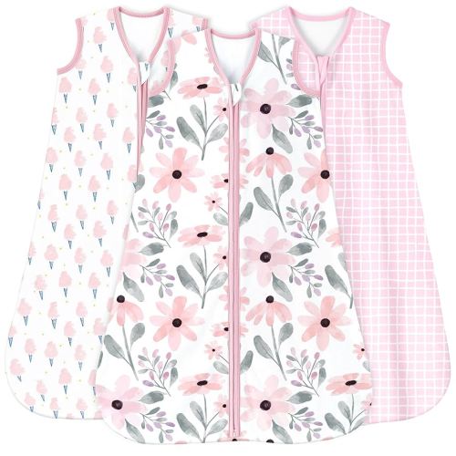 Yoofoss Baby Sleep Sack 0-6 Months 0.5 Tog Wearable Blanket for Baby, 3 Pack 100% Organic Cotton Infant Toddler Sleeping Sack 2-Way Zipper Lightweight Sleep Sack
