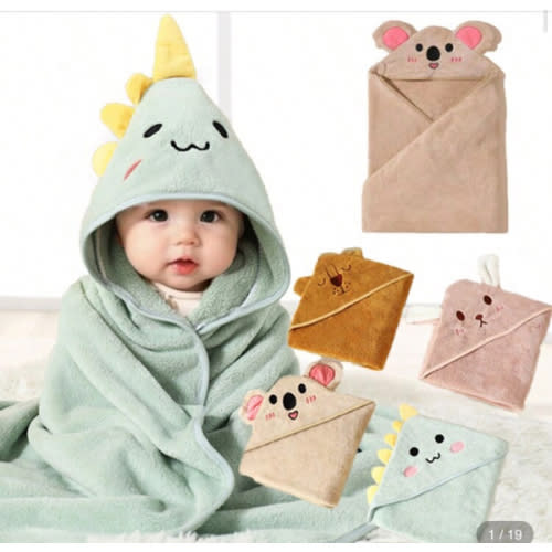 1pc Baby Hooded Bath Towel 80*80cm, Cartoon Animal Design, Polyester Fabric Soft Skin-Friendly Absorbent, Suitable For Nap Blanket, Swaddle, Baby Wrap, Baby Bathrobe, Multi-Scenarios Use | SHEIN USA