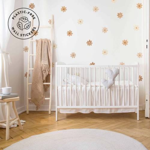 Boho Daisy Flowers wall decals, Non-Woven Paper Wall Stickers