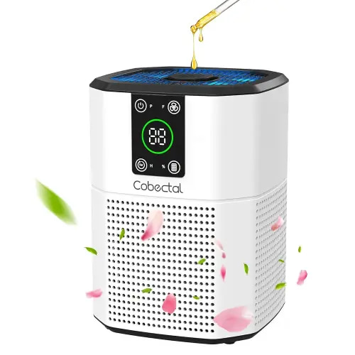 Air Purifier for Home Bedroom, Cobectal Room Air Cleaner with H13 True HEPA 3-in-1 Filter, Aroma Function & Sleep Mode, Desktop Small Air Purifier for Office, Dorm, Hotel, RVs (White)