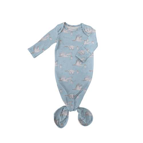 Knotted Infant Gown - Stork (Blue)