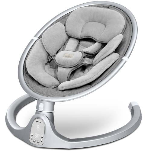 Remote Control Baby Swing with Adjustable Safety Belt, 5-Speed, Timer, Bluetooth Speaker (Gray)