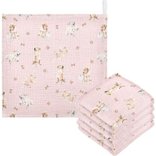 vvfelixl Baby Cotton Washcloths Golden Retriever Infants Bath Towel for Unisex Face Towels for Newborn, Natural Baby Wipes Delicate Skin, 11.8 X 11.8 inch, one sizex3