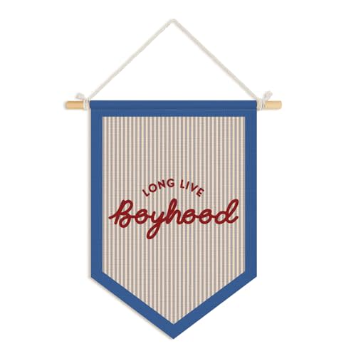 Wheatwin Long Live Boyhood Pennant Flag Banner, Boys Room Decor, Vintage Playroom Wall Decor for Kids Boys Toddler Nursery Bedroom Playroom 15x11 Inch