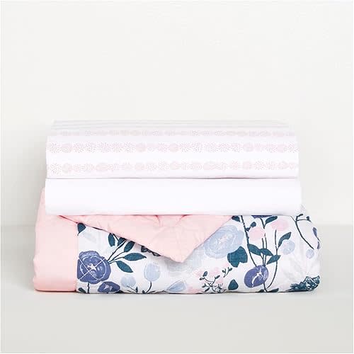 aden + anais Essentials 3-Piece Crib Bedding Set, Baby Bedding Bundle, Cotton Blanket, Crib Sheet, Crib Skirt, Flowers Bloom