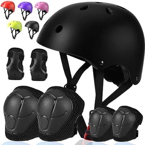 Kids Bike Helmet Toddler Helmet Kids Sport Protective Gear Set Boy Girl Child Cycling Helmet with Knee Pads Elbow Pads Wrist Guards Youth Skateboard Helmet for Kids 3+