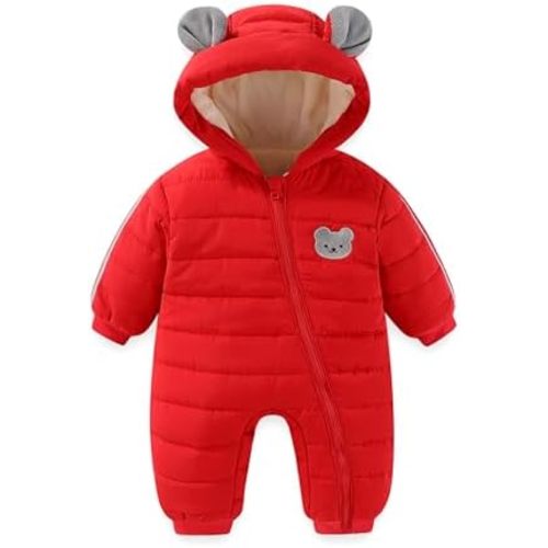 JiAmy Infant Snowsuit Baby Hooded Winter Clothes Baby Bear Outfit Zipper Romper Jumpsuit