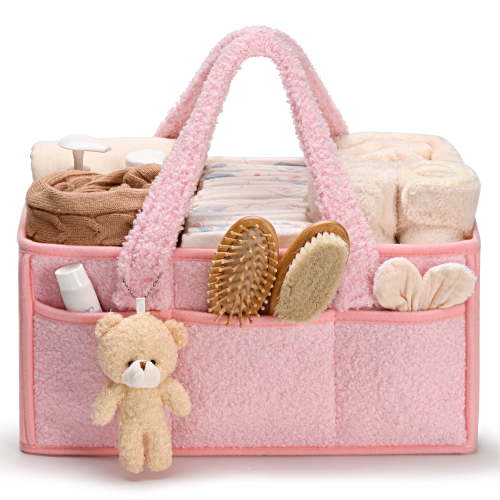 Arsvita Baby Diaper Caddy Organizer, Large Changing Table & Car Diaper Caddy, Nursery Essentials Storage Basket, Perfect Baby Shower Gifts for Girl or Boy