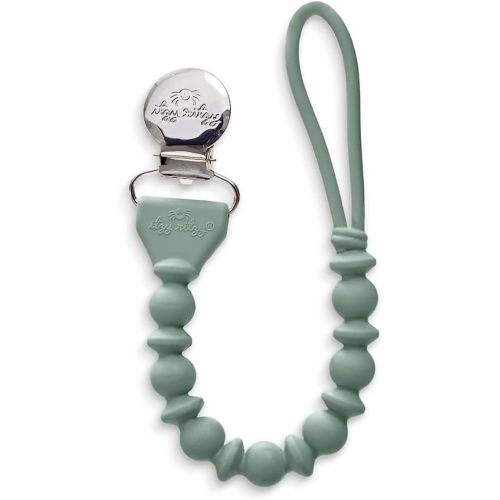 Itzy Ritzy Silicone Pacifier Clip; 100% Food Grade Silicone Pacifier Strap with Clip Keeps Pacifiers, Teethers & Small Toys in Place; Features One-Piece Design & Silicone Cord (Succulent)
