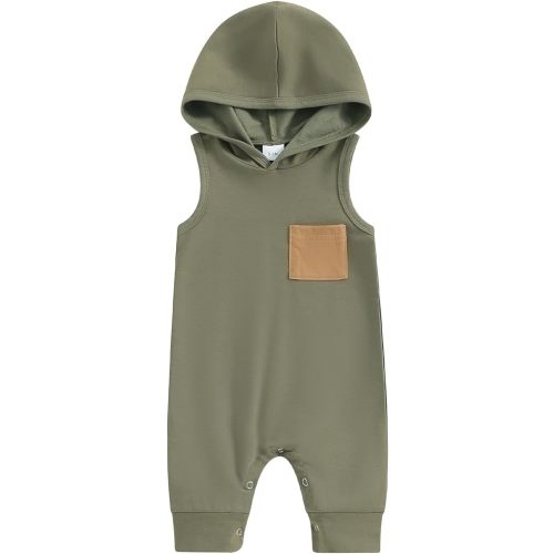 BemeyourBBs Newborn Baby Boy Smmer Clothes Hooded Sleeveless Romper Jumpsuit One Piece Outfit